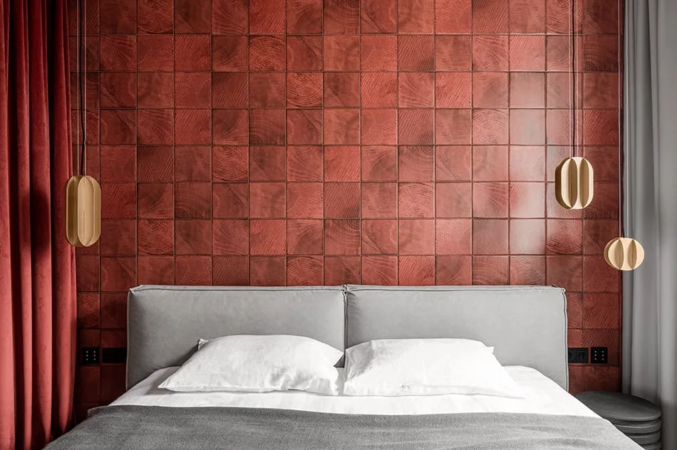 Metal accents applied in a bedroom with metallic details