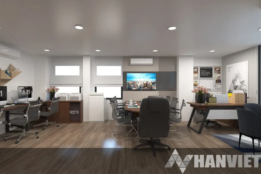 Thiết kế & Thi công Văn phòng Nam Việt — phối cảnh thiết kế 3D 6